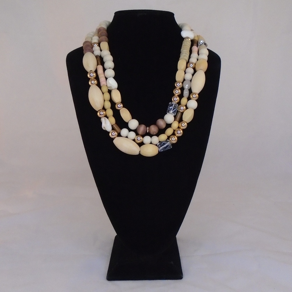LYDELL NYC CHUNKY WOOD GLASS SHELL LAYERED NWOT